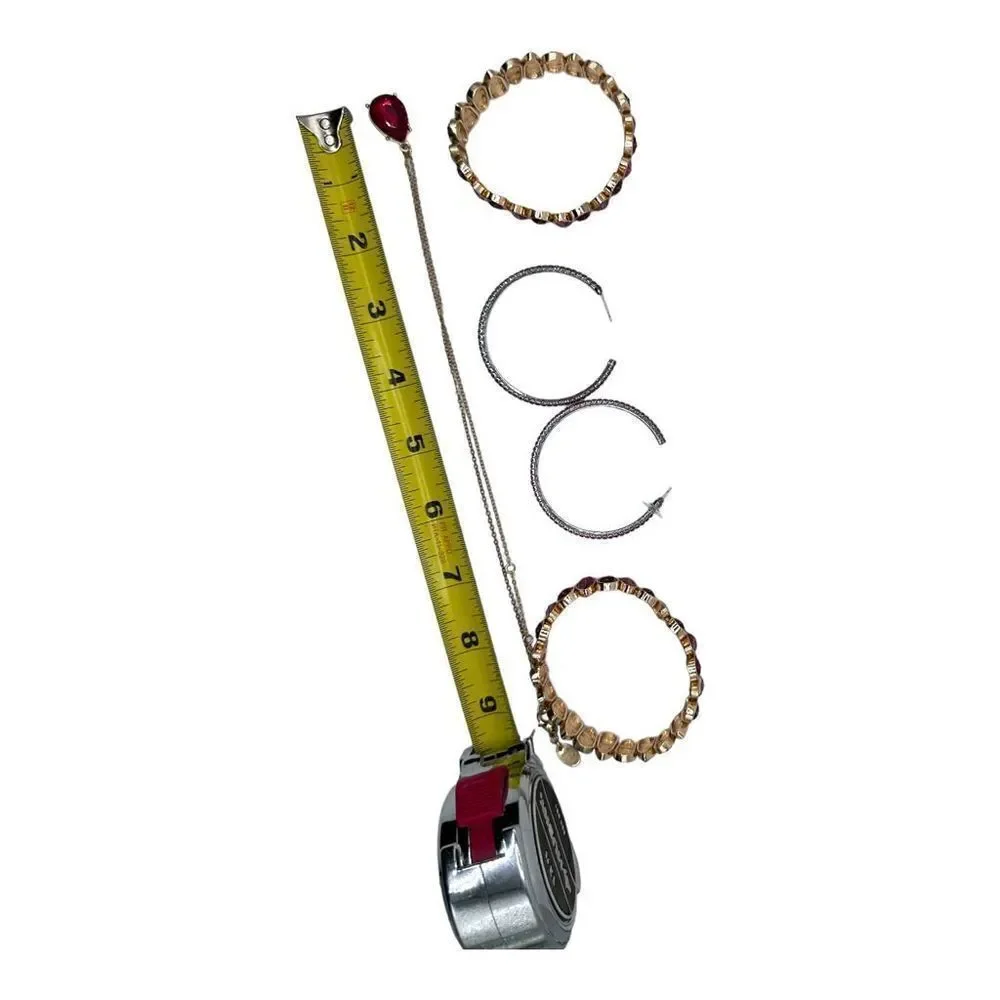 Charming Charlies, Red Jewely set 2 bracelets, 2 hoop earrings, 1 charm necklace